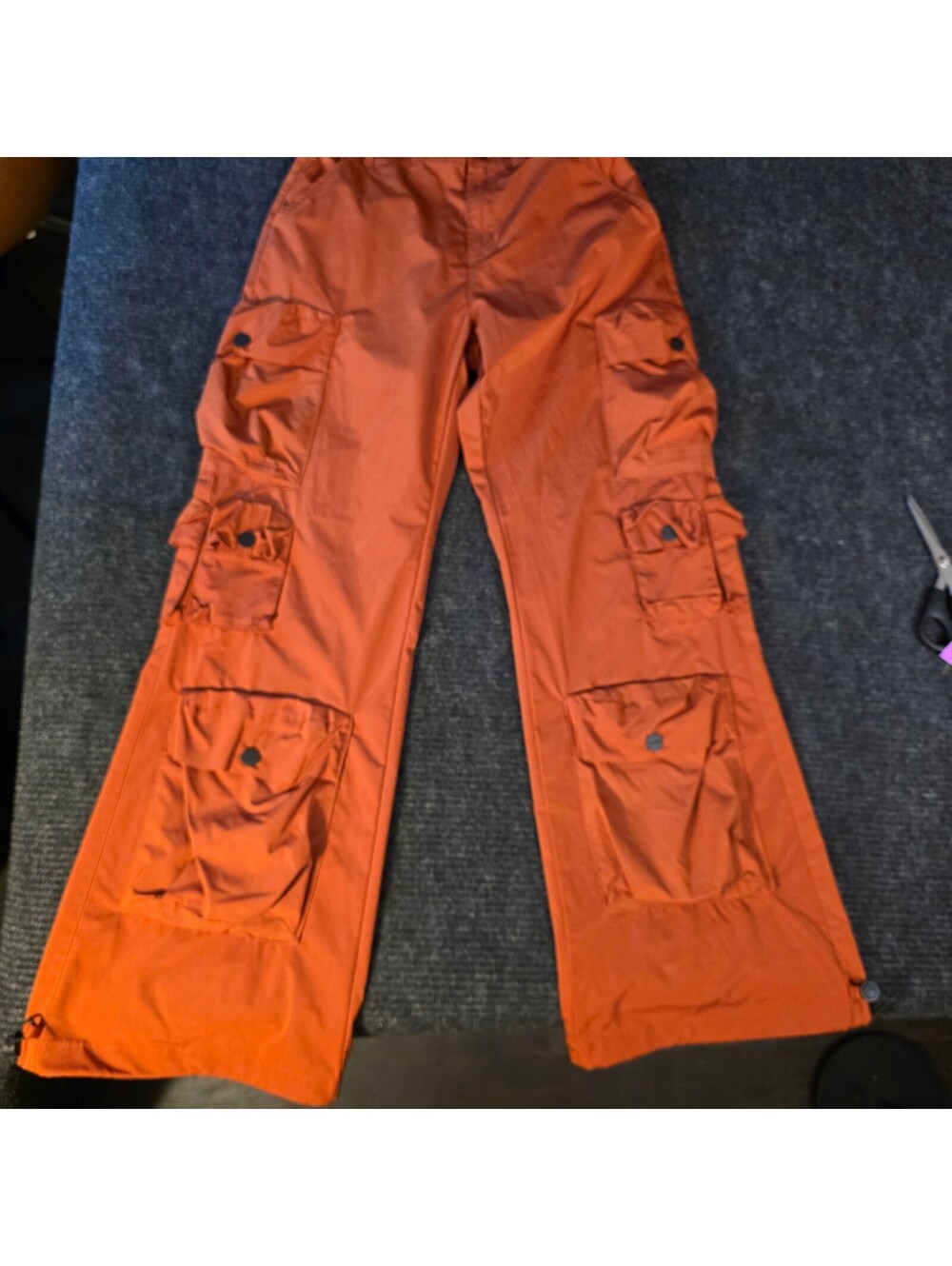 Smoke Rise Red Orange Cargo Pants 100% Polyester Size M